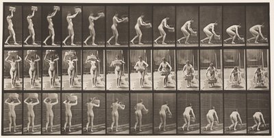Een 12-pond Mand van het Hoofd Nemen en op de Grond Zetten door Eadweard Muybridge