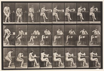 Plaat 244. Zitten, Benen Kruisen, Beker Vullen uit Kan door Eadweard Muybridge