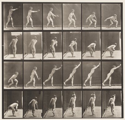 Plaat 307. IJzeren schijf werpen, 1872-1885 door Eadweard Muybridge