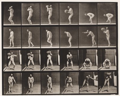 Plaat 312. Een 75-pond rots heffen door Eadweard Muybridge