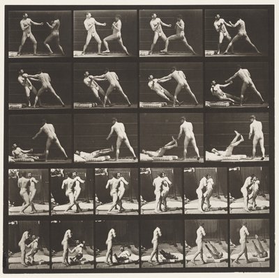 Plaat 333. Boksen; 53 slaat 52 neer (Schoenen) door Eadweard Muybridge