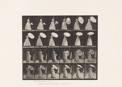 Lopen, parasol openen door Eadweard Muybridge