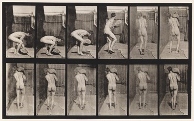 Plaat 397. Een 75-ponds steen op schouder heffen, 1872-1885 door Eadweard Muybridge