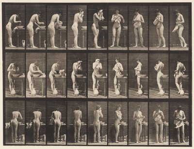 Plaat 412. Wassen, gezicht afvegen en omdraaien door Eadweard Muybridge