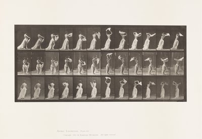 Plaat 421. Toilet; Handdoek om schouders gooien door Eadweard Muybridge