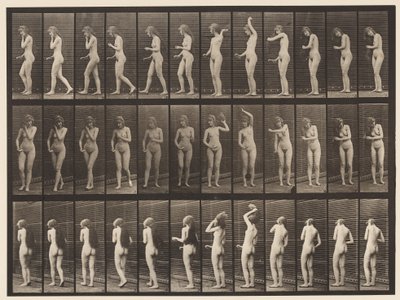 Plaat 426. Toilet; Haar borstelen en weglopen, 1872-1885 door Eadweard Muybridge