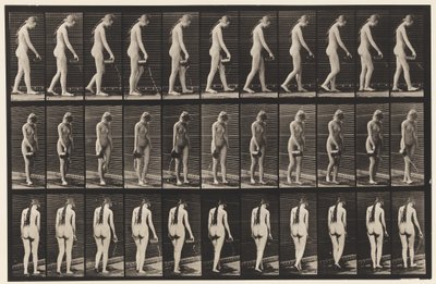 Plaat 42. Wandelen, water uit een kruik gieten door Eadweard Muybridge