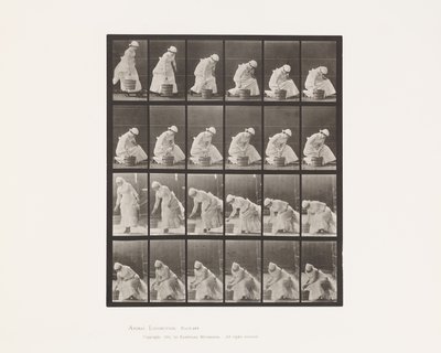 Emmer neerzetten en voorbereiden om te schrobben door Eadweard Muybridge