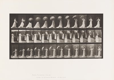 Plaat 461. Een Parasol Openen en Rond Draaien door Eadweard Muybridge