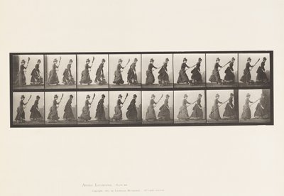 Twee Modellen, 16 Achtervolgt 4 met een Bezem door Eadweard Muybridge