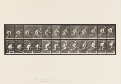 Plaat 472. Kind, kruipend de trap op, 1885 door Eadweard Muybridge