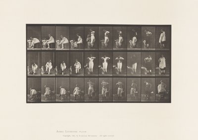 Plaat 494. Diverse fasen van het toilet door Eadweard Muybridge
