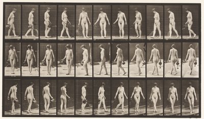 Lopen en omdraaien, gebruik van een sproeipot door Eadweard Muybridge
