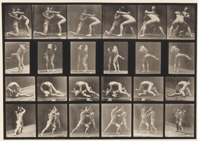 Plaat 520. A, 98 en 100 Worstelen; B, 98 en 100 Worstelen door Eadweard Muybridge