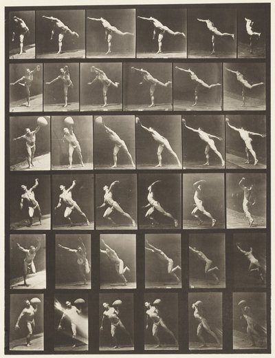 Plaat 523. A, een slag toebrengen; B, schijf werpen door Eadweard Muybridge