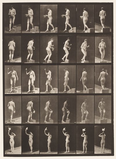 A, Een Stap Afdalen; B, Een Stap Beklimmen door Eadweard Muybridge