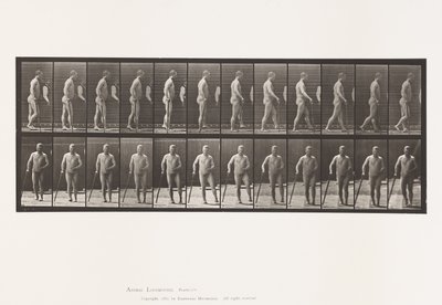 Plaat 552. Hemiplegie; lopen met stok, 1885 door Eadweard Muybridge