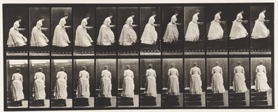 Plaat 95. Trap oplopen, een kom in handen, 1885 door Eadweard Muybridge