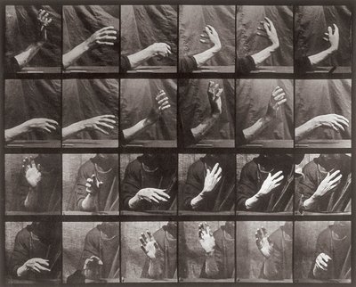 Sequentie met handbeweging, plaat 535 van Dierenlocomotie door Eadweard Muybridge