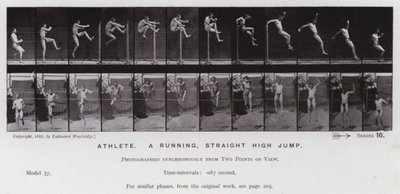 Het Menselijk Lichaam in Beweging: Atleet, een rechte hoge sprong door Eadweard Muybridge