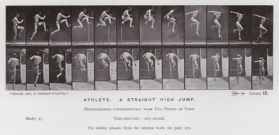 De menselijke figuur in beweging: Atleet, een rechte hoge sprong door Eadweard Muybridge