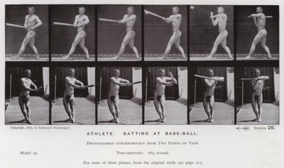 De menselijke figuur in beweging: Atleet, slaan bij honkbal door Eadweard Muybridge