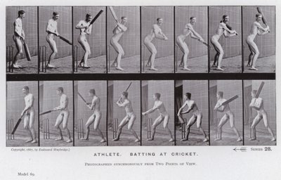 De menselijke figuur in beweging: Atleet, batten bij cricket door Eadweard Muybridge