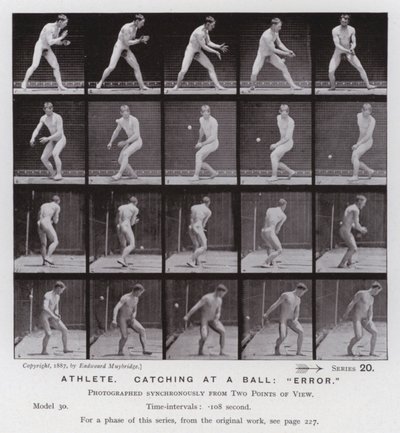 De menselijke figuur in beweging: Atleet, vangend naar een bal, "fout" door Eadweard Muybridge