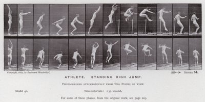 Het Menselijk Lichaam in Beweging: Atleet, staande hoogspringen door Eadweard Muybridge