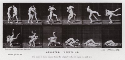 De menselijke figuur in beweging: Atleten, worstelen door Eadweard Muybridge
