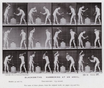 De menselijke figuur in beweging: Smid, hameren op een aambeeld door Eadweard Muybridge