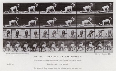 Het Menselijk Lichaam in Beweging: Kind, kruipend op de grond door Eadweard Muybridge