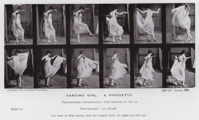 De menselijke figuur in beweging: Dansend meisje, een pirouette door Eadweard Muybridge