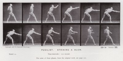 De menselijke figuur in beweging: Bokser, een slag toebrengend door Eadweard Muybridge