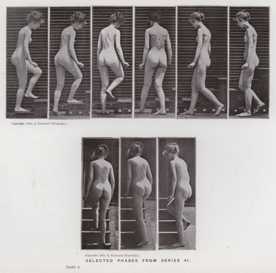 Het menselijk lichaam in beweging: Geselecteerde fasen uit serie 41 (zwart-wit foto) door Eadweard Muybridge