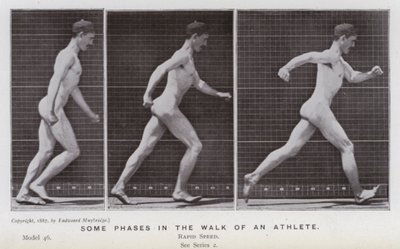 De menselijke figuur in beweging: Enkele fasen in de wandeling van een atleet door Eadweard Muybridge