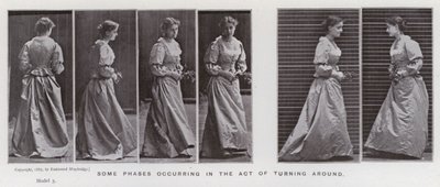 De menselijke figuur in beweging: Enkele fasen tijdens het omdraaien door Eadweard Muybridge