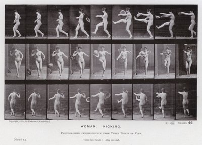 Het Menselijk Lichaam in Beweging: Vrouw, Schoppend door Eadweard Muybridge