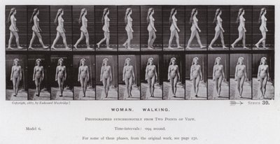 De menselijke figuur in beweging: Vrouw, wandelen door Eadweard Muybridge