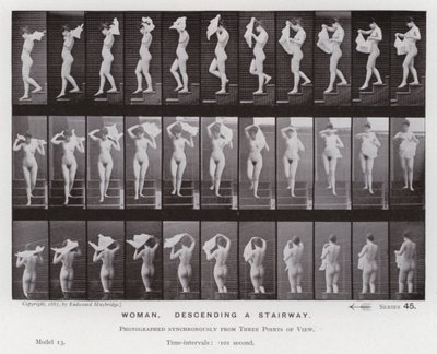 Het Menselijk Lichaam in Beweging: Vrouw, een trap afdalend door Eadweard Muybridge