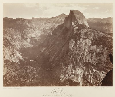 Tissack, South Dome vanaf Glacier Point, Yosemite Valley #73, ca. 1872 door Eadweard Muybridge