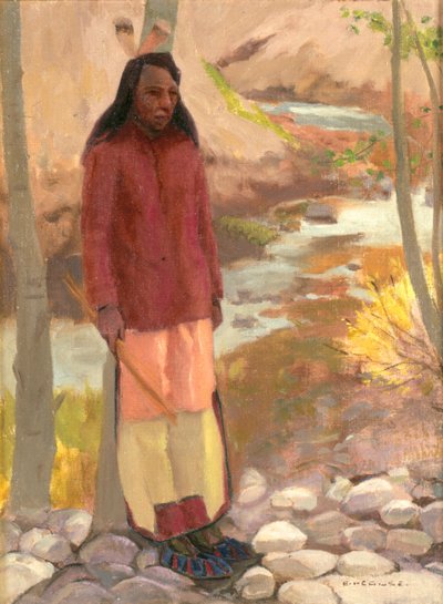 Studie van Umatilla Indiaan, Columbia River, 1897 door Eanger Irving Couse