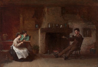 Garen winden (interieur van een keuken in Nantucket) door Eastman Johnson