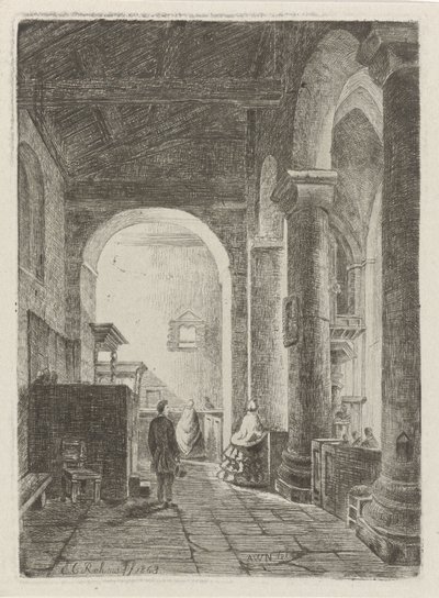 Interieur van een kerk door Eberhard Cornelis Rahms