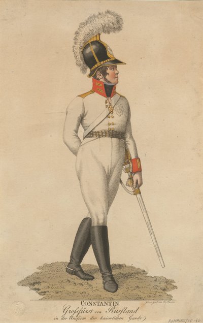 Portret van groothertog Constantijn Pavlovitsj van Rusland 1779-1831, 1807 door Eberhard Siegfried Henne