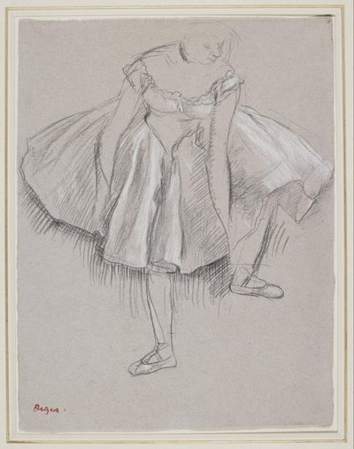 Danseres die haar Slof Aanpast door Edgar Degas