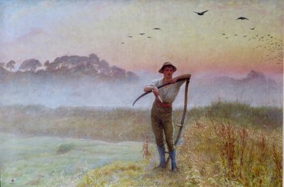 Een Herfstochtend: De Maaier...Een Man met een Zeis door Edgar Barclay