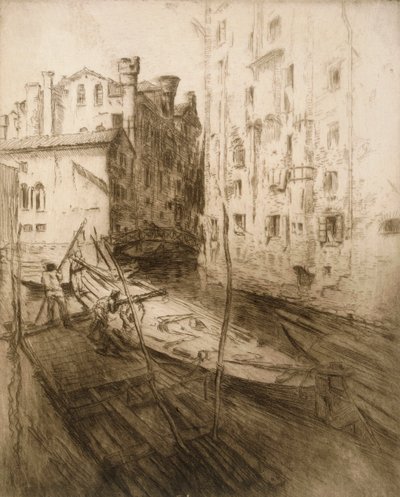 Het Joodse getto in Venetië, 1906 door Edgar Chahine