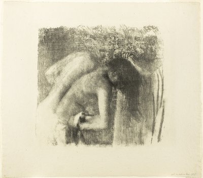 Na het bad (grote versie) door Edgar Degas