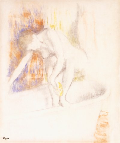 Na het Bad, 1890-1900 door Edgar Degas
